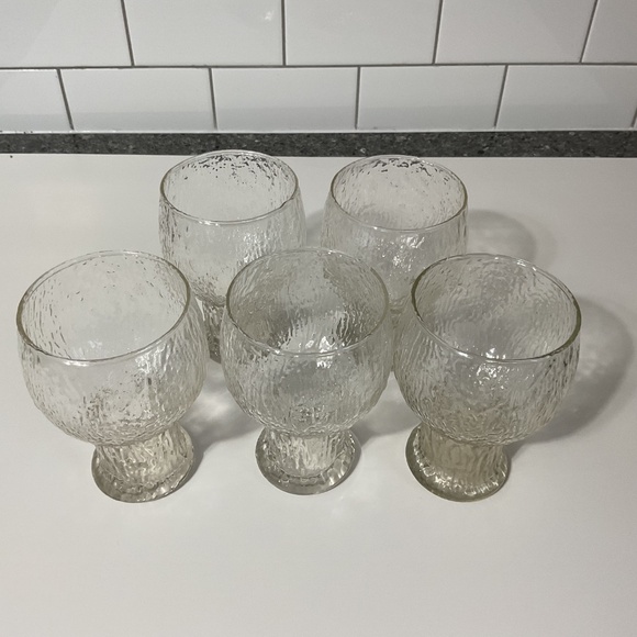 VTG MCM Indiana Glass Glacier Water Goblets, Set of 5 - Picture 4 of 7